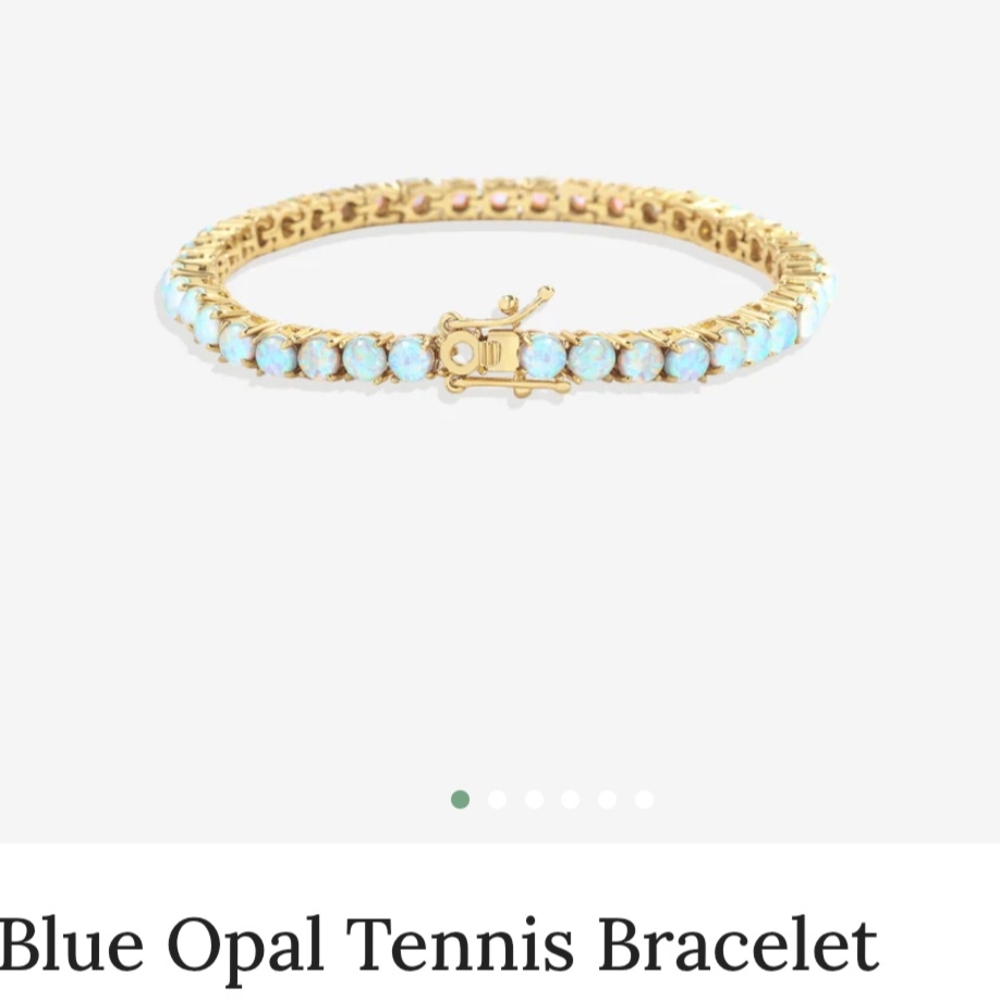NEW- Mint & LILY(Original Box) Gold & Blue Opal Tennis Bracelet 6 INCH